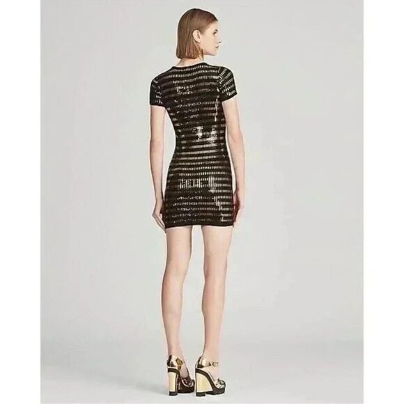 Ralph Lauren Spring 2019 Collection Metallic Gold Sequin Stripe Body Con Dress - Picture 8 of 16